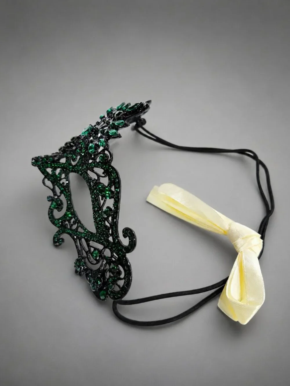 Men’s Green Masquerade Mask, Black Emerald Venetian Mask, Gothic Mardi Gras Mask